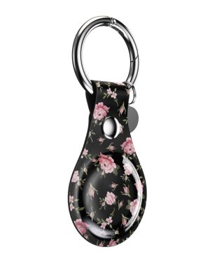 Black and Pink Floral Airtag Case