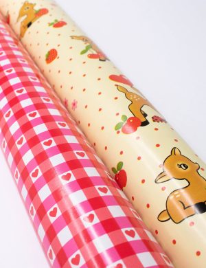 Oh Deer and Red Gingham Hearts Gift Wrap – 2 pack