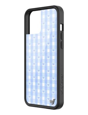 Blue Gingham Hearts iPhone Case