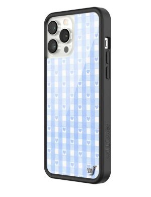 Blue Gingham Hearts iPhone Case
