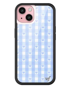 Blue Gingham Hearts iPhone Case
