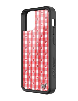 Red Gingham Hearts iPhone Case
