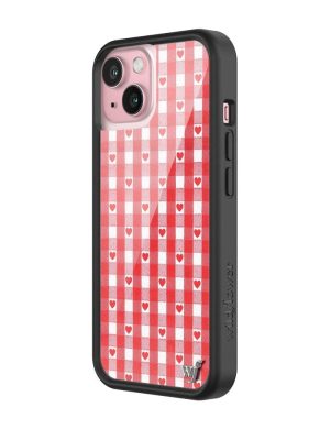 Red Gingham Hearts iPhone Case