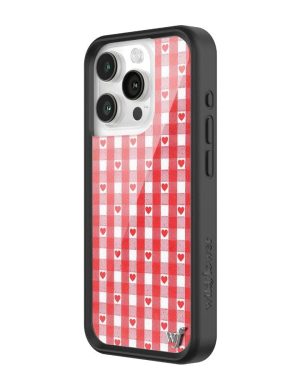 Red Gingham Hearts iPhone Case